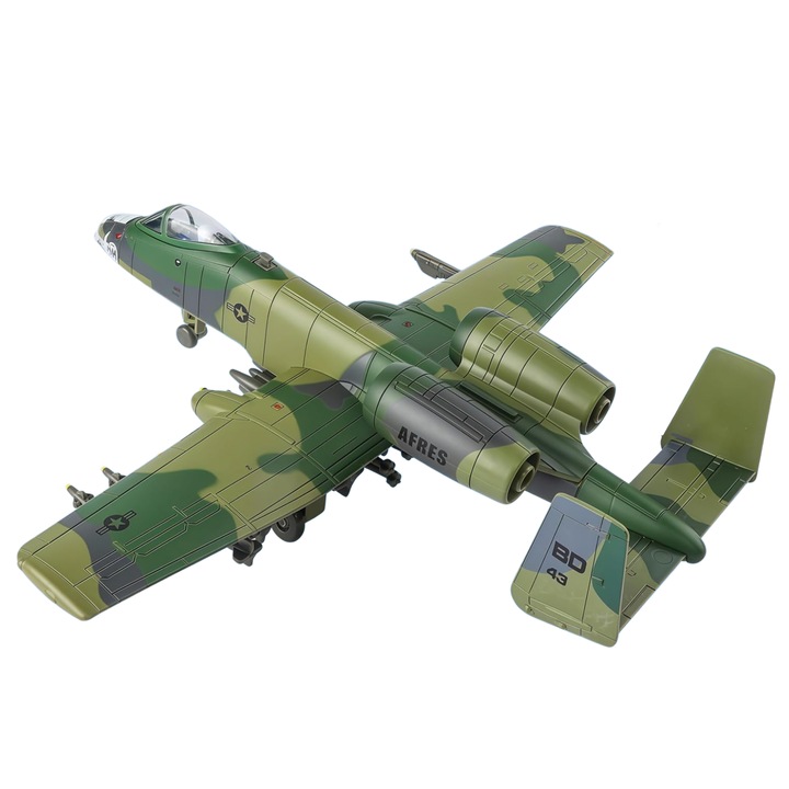 Комплект модел A-10 Warthog, Excitat®, 1:72, Инерционен, Светлини и звукови ефекти, Сплав, Каучук, зелен