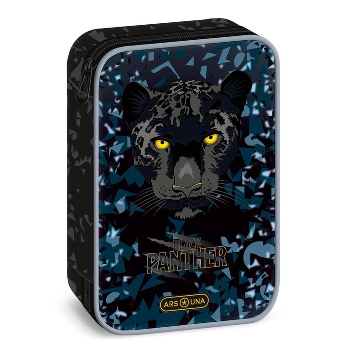 Ars Una iskolai tolltartó egy cipzárral, két szinten, Black Panther (5529)