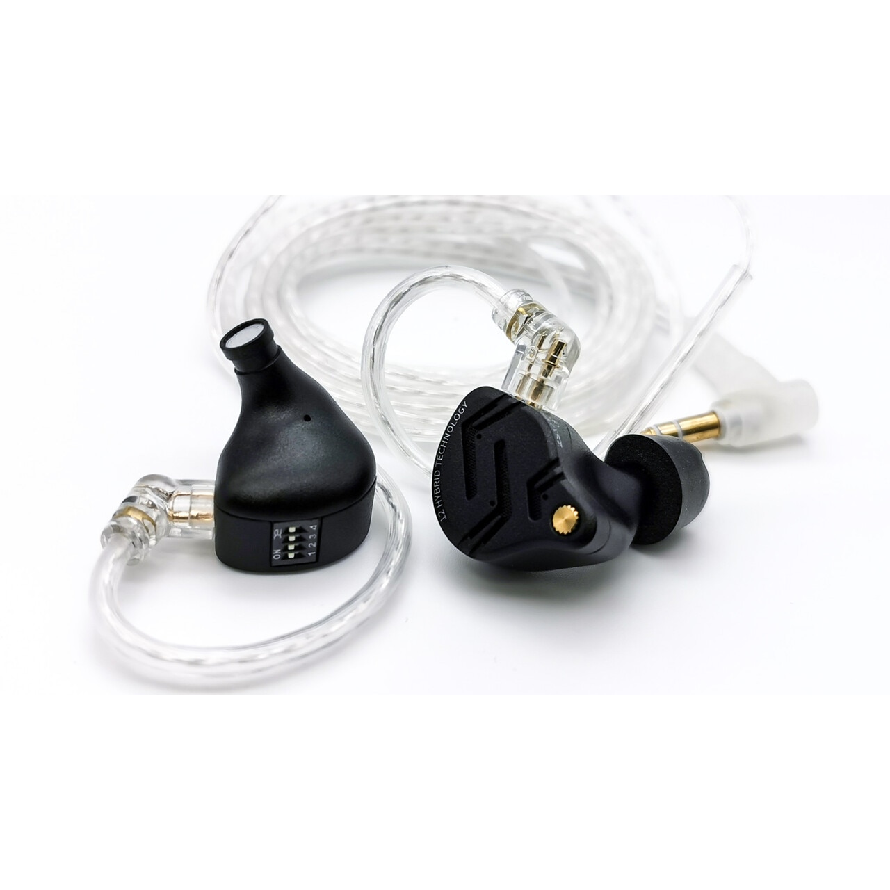 Casti KZ ZS12 PRO X cu fir, monitor intraauricular, IEM pentru gaming, hibride 5BA+1DD cu driver cu comutator de reglare pe 4 niveluri, complet metal, cablu detasabil, Micfrofon HD, Negru