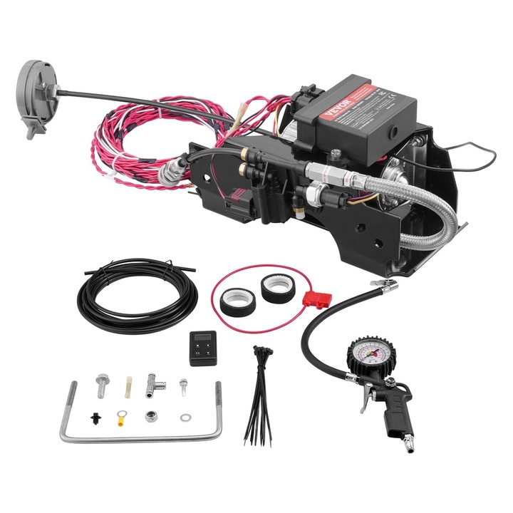 Kit compresor aer wireless VEVOR 12V 100PSI negru 28x15.9x15cm