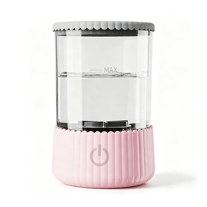 Curatator si uscator automat pentru pensule de machiaj, Tdtcy, alimentat USB, roz, dimensiune 15x9,5 cm, accesoriu multifunctional pentru curatare rapida a machiajului