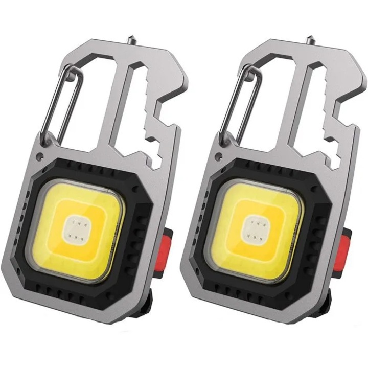 Set 2 lanterne LED 7 in 1, 6W, 800 lumeni, negru, 45g, USB, magnetic