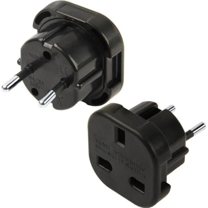 Adaptor priza UK la EU negru mic usor plastic