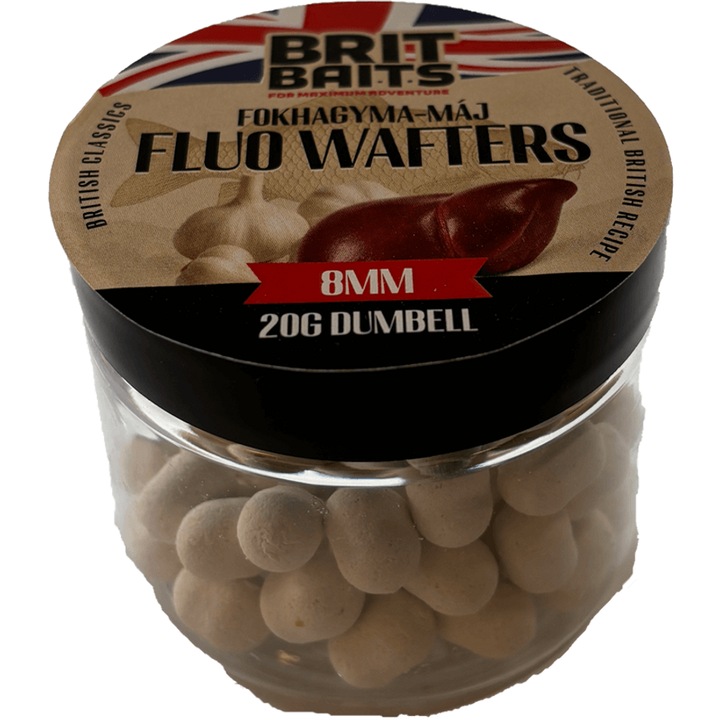 BritBaits Fluo Wafters Dumbell Fokhagyma-Máj 8mm