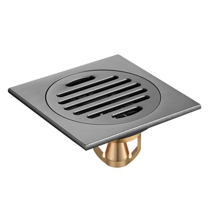 Capac scurgere pardoseala baie 10x10cm negru mat inox