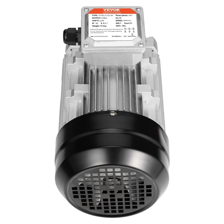Motor electric VEVOR 2.2KW 2890RPM 400V 3-fazic 90L B3 24mm ax