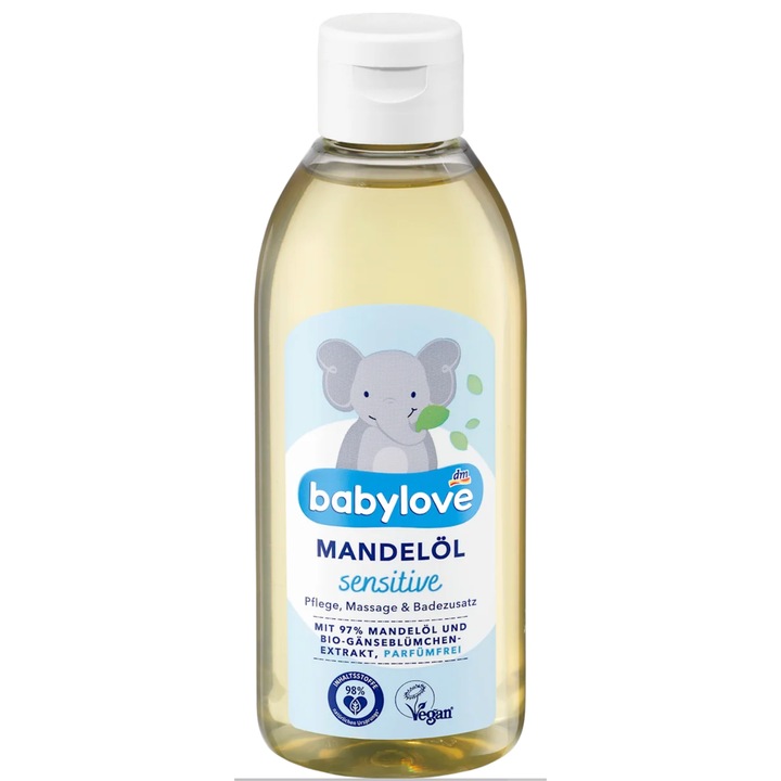 Ápolóolaj, BabyLove, kismamáknak, 250 ml, mandulaolaj és olívaolaj, színtelen