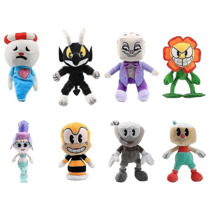 Plüssjáték Cuphead Mugman Mecup Brocup többszínű