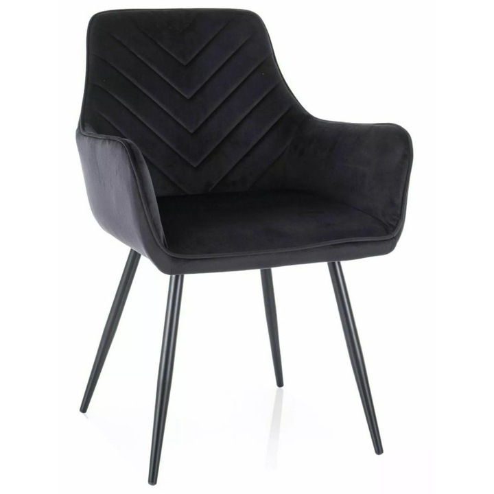 Fig Velvet Geometrikus Bársony Étkezőszék Fekete Matt Vázzal