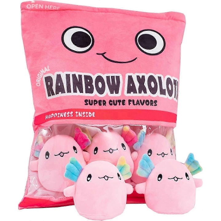 6 darabos rózsaszín axolotl puha plüss párna szett
