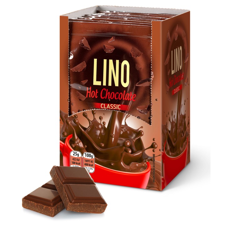 Lino instant ital, Meleg, Klasszikus csokoládé ízű, Doboz 10 x 25 gr