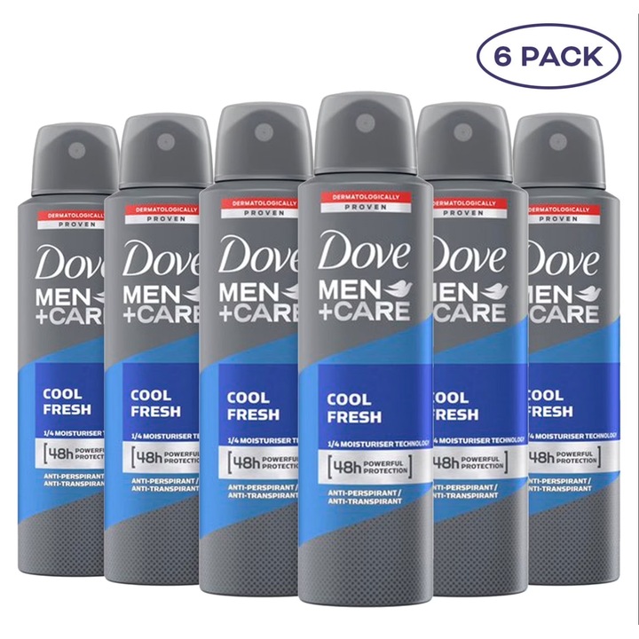 Комплект 6 x Дезодорант антиперспирант спрей Dove Men+Care Cool Fresh, Мъжки, 48ч защита, 250 мл