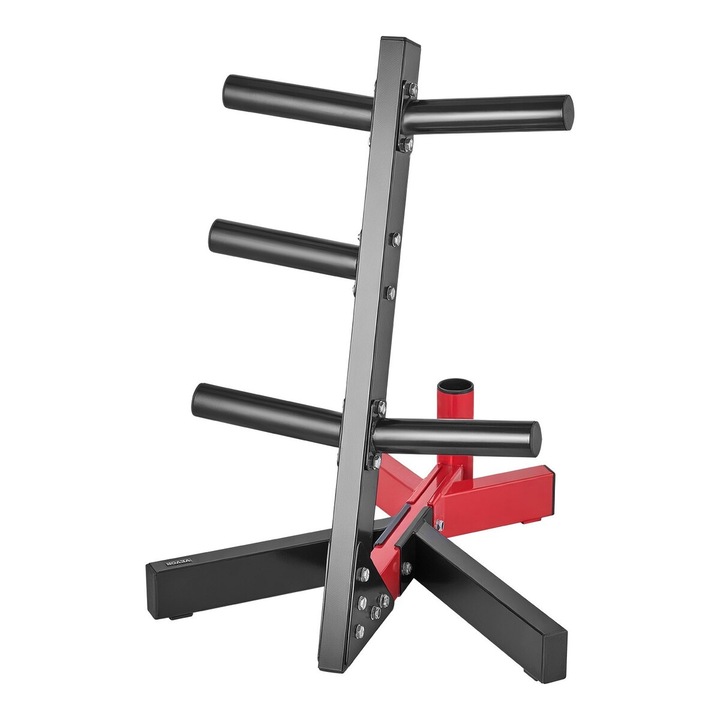 Стойка за дискове за тежести VEVOR 500 lbs черно червено 63x62.5x82.5cm