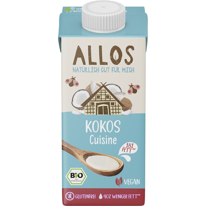 Crema de cocos lichida pentru gatit fara gluten, eco - Allos