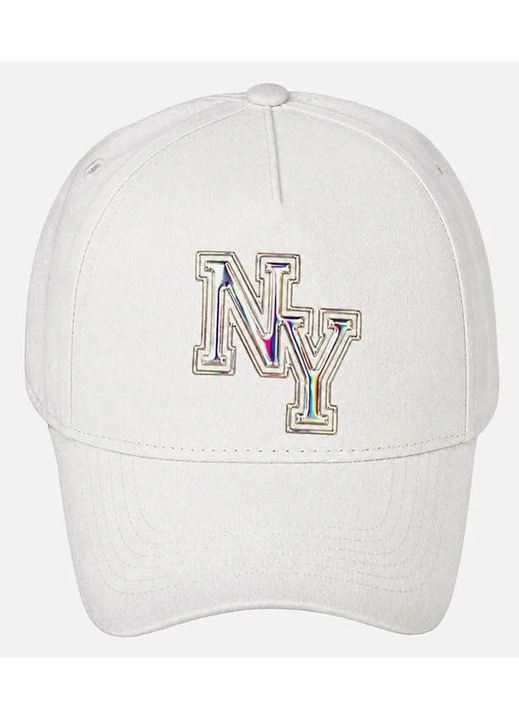 Sapca Washed NY holografic alb, tip baseball, bumbac, dimensiune universala