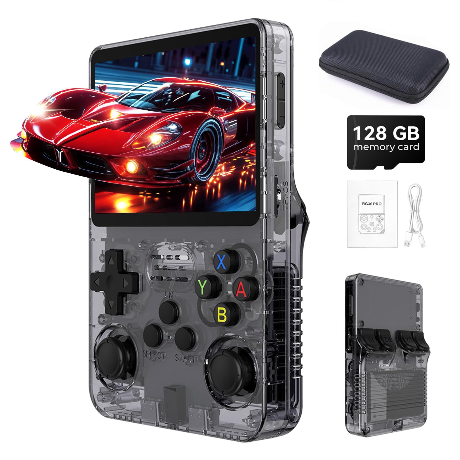 Consola de jocuri portabila R36 Ultra 128GB, 22,308 jocuri, mov