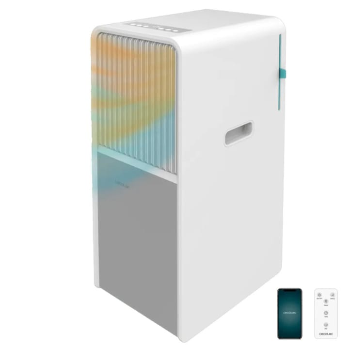 Aparat de aer conditionat portabil cu WiFi Cecotec, ForceClima Style Heating, 9000 BTU, potrivit pentru incaperi de pana la 25 m², 5 moduri operare: ventilatie/racire/incalzire/dezumidificare/night, 2 viteze, functie dezumidificare 24l/24h, alb