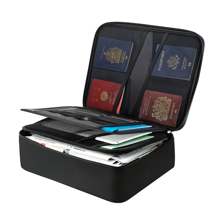 Cutie documente ignifug VEVOR YHX-001, blocare combinatie, multifunctionala, negru, 36x27.5x11cm
