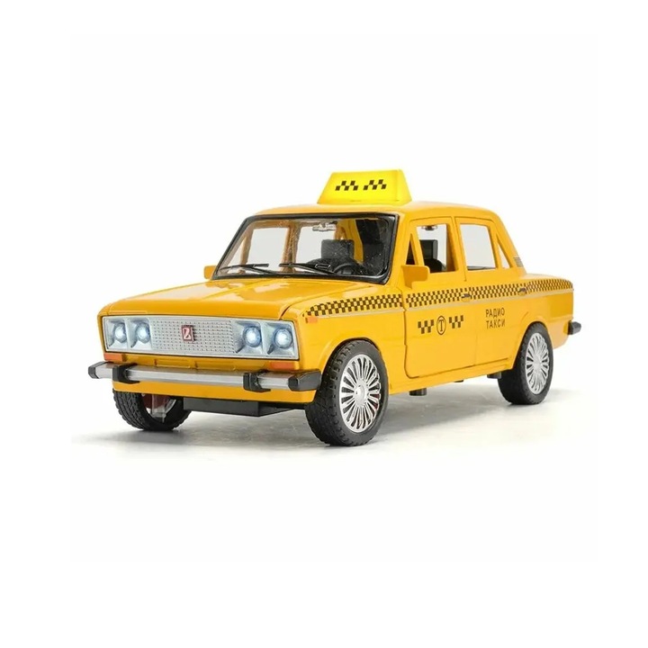 Mașină metalică, Lada Taxi, 1:18, Galbenă, Fără ambalaj