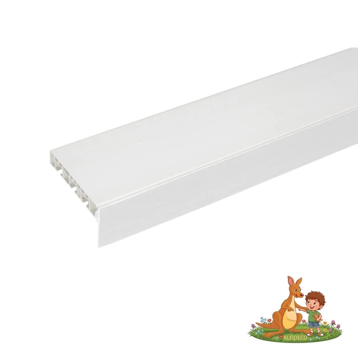 Sina perdea PVC Kleideco Berlin, 3 canale, cu masca decorativa, 400 cm, Alb, accesorii incluse