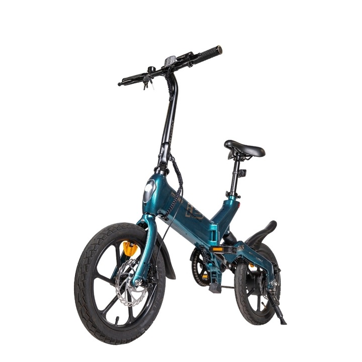 Összecsukható elektromos kerékpár 250W-os motorral, 36V 10Ah akkumulátorral, Voltarom Energy Urbanfold i6, akár 60 km hatótávolság. Magnézium váz, 16 inch-es kerekek és tárcsafékek.