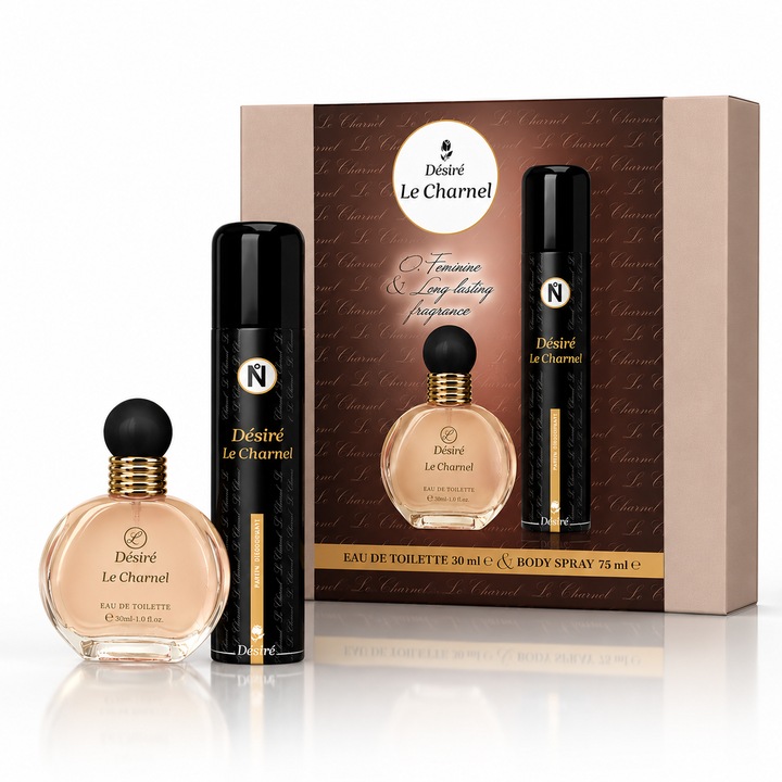 Set parfum pentru femei Désiré Le Charnel, EDT 30 ml & Body Spray 75 ml, Désiré®
