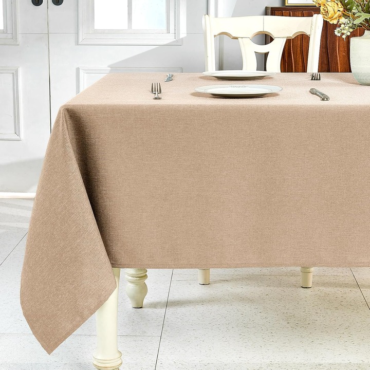 Asztalterítő, pamut és len, khaki, 140x180cm, vízálló, könnyen tisztítható