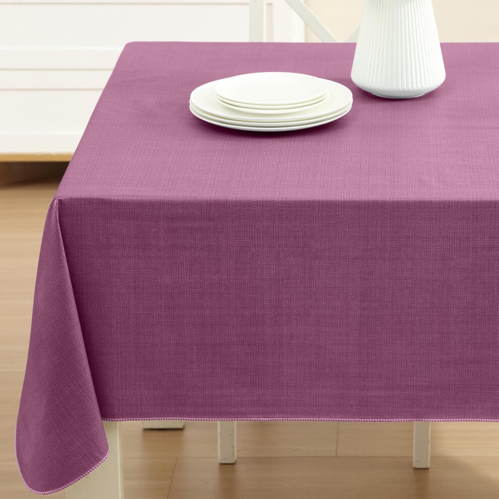 Téglalap alakú vinil asztalterítő flanel hátoldallal, 152x213cm, bordó