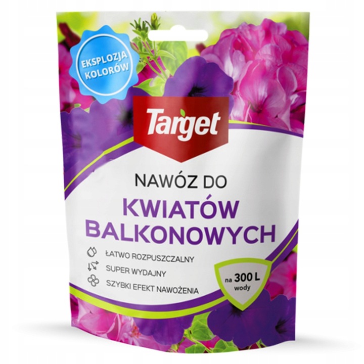 Ingrasamant Solubil Pentru Flori De Balcon, Target, 150 g, Pentru 300 L Apa, Efect De Explozie Florala, Imbogatit Cu Microelemente, Fertilizant Npk Culori Intense Inflorire Abundenta Surfinia Muscate Petunii Nutritie Ghiveci Terase