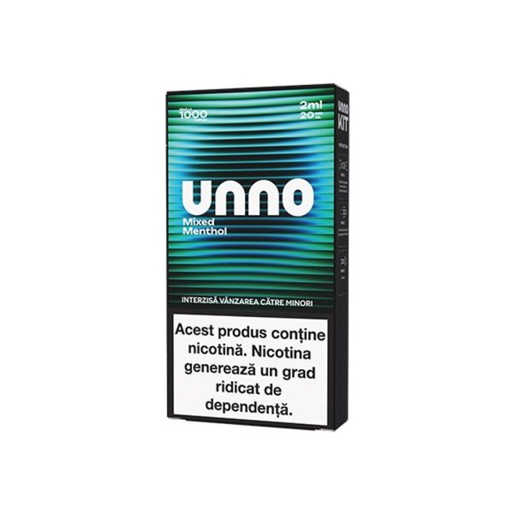 Kit Tigara electronica UNNO 1000 - Menthol Mint, 2ml, 20mg/ml nicotina, autonomie pana la 1000 pufuri