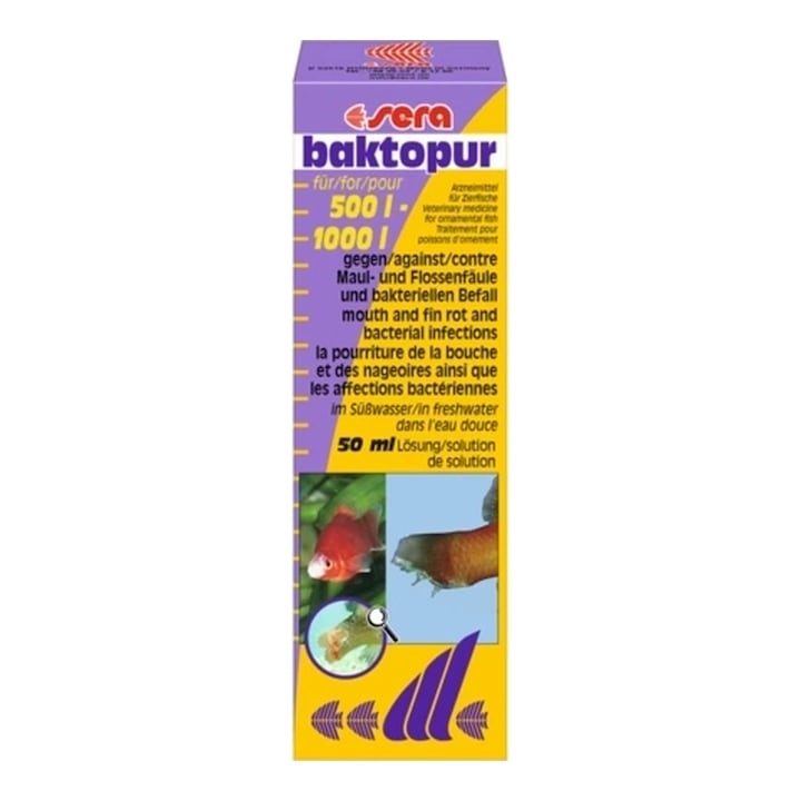 Tratament acvariu impotriva infectiilor bacteriene Sera Baktopur 50 ml