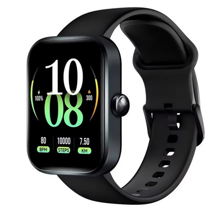 Haylou Watch 4 okosóra, v5.3, szilikon szíj, aktivitásmérő, hívás, beépített gps, ip68 vízálló, 120+ sport mód, fekete