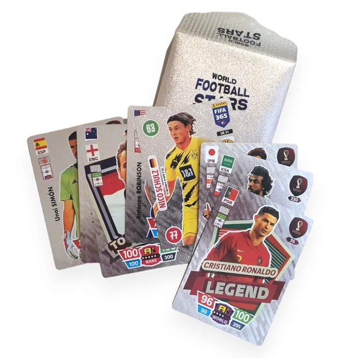 Set 10 Cartonase Fotbal, World Football Stars, Silver Edition, argintiu