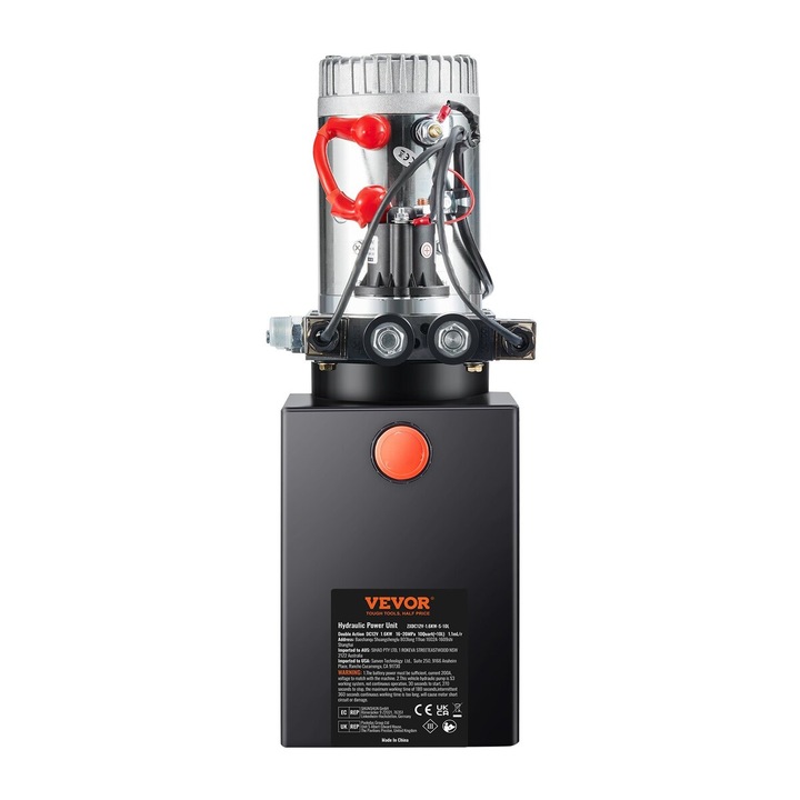 VEVOR hidraulikus szivattyú 10L dupla működésű 0.91GPM 3200PSI DC12V 585x182x210mm