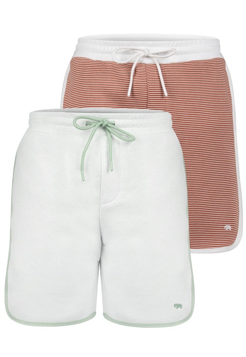 Felix Hardy, Set de pantaloni de trening scurti cu garnituri contrastante - 2 perechi, Verde pal/Rosu castaniu