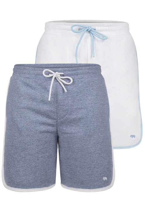 Felix Hardy, Set de pantaloni de trening scurti cu garnituri contrastante - 2 perechi, Alb, Albastru stins, M