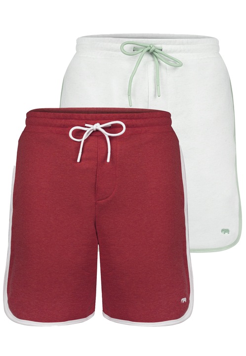 Felix Hardy, Set de pantaloni de trening scurti cu garnituri contrastante - 2 perechi, Verde pal/Caramiziu inchis