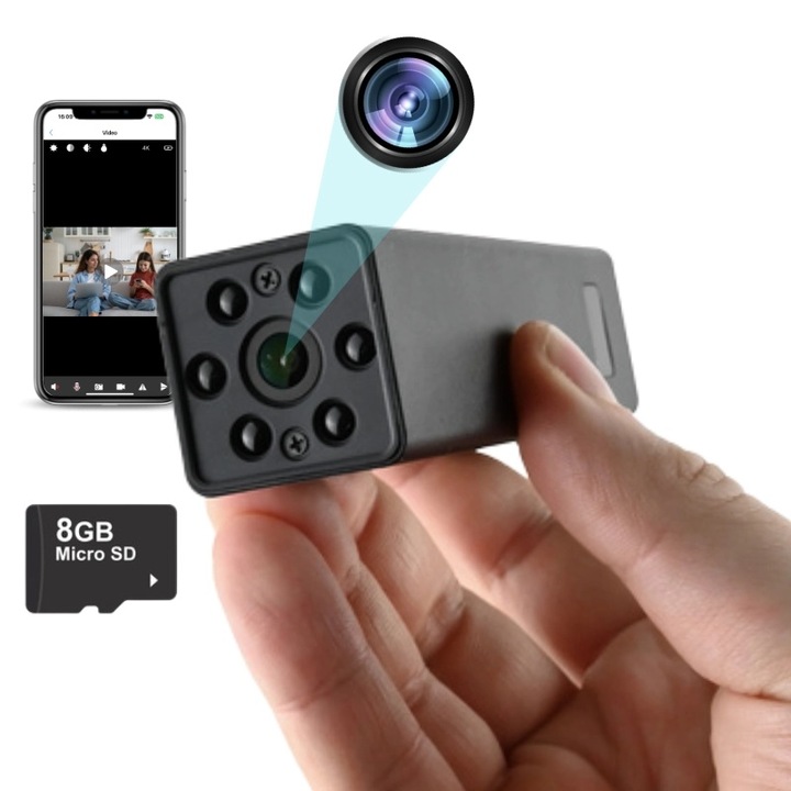 Mini Camera Wi-Fi Baterie Externa iUni W25, Full HD, 8GB, 3600mAh, Night Vision