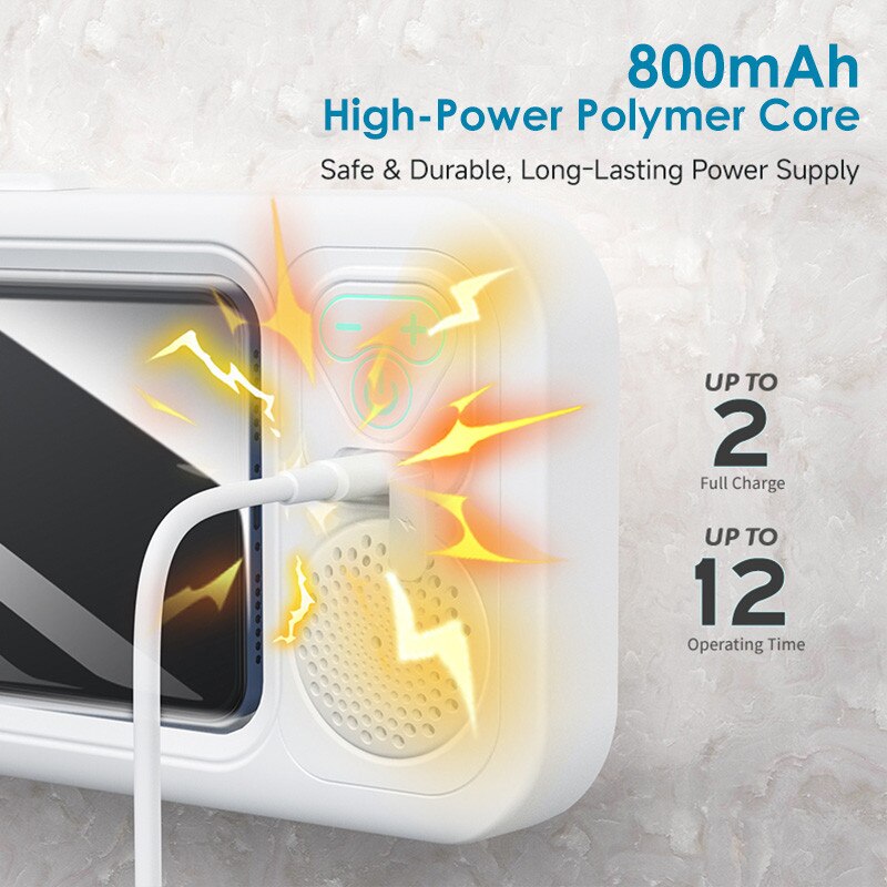 Boxa portabila 2 in 1, Suport telefon, Bluetooth 5.3,12h, IPX5,1000mAh,360°, USB, Audio spatial, Ecran tactil inteligent, Lipire pe perete fara urme,24.5×4.4×11cm, Pentru baie, Bucatarie, Dormitor, Toaleta, Piscina si alte spatii, Alb