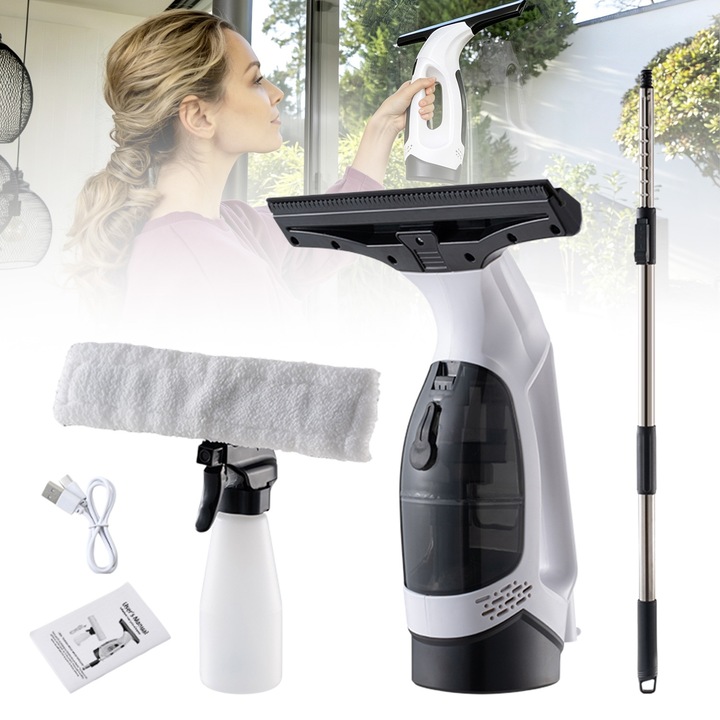 Aspirator geamuri Lumetra fara fir portabil 20W alb 26cm