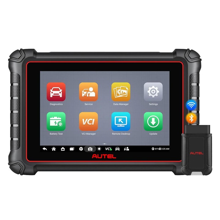 Autel MaxiPRO MP900-BT KIT professzionális autó teszter, 8 hüvelykes LCD kijelző, Android 11.0, kétirányú Bluetooth autódiagnosztika, ECU kódolás, 40+ fejlett szervizfunkció, 7700 mAh akkumulátor, román nyelvi támogatás, 1 év ingyenes frissítés