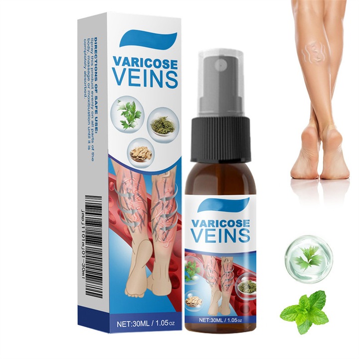 Spray pentru tratamentul varicelor, fabricat cu ingrediente naturale din plante, calmeaza angioamele paianjen, amelioreaza oboseala picioarelor si imbunatateste circulatia sangelui. 30 ml