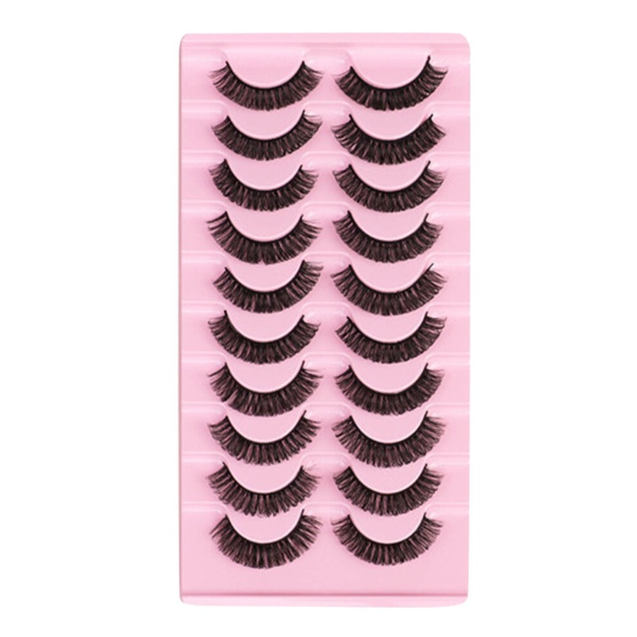 Gene false scurte naturale, set 10 perechi, aspect pufos, negru