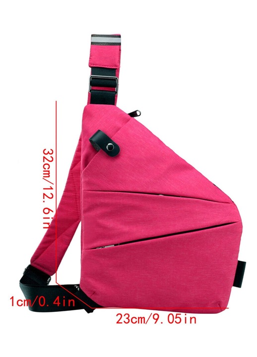 Nylon messenger táska, nagy kapacitású, uniszex, fekete, 23x1x32cm