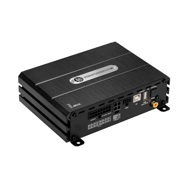 Amplificator auto DLS PE4.8DA, 4x50W RMS, Class D cu DSP, Bluetooth 5.1 si 8 RCA