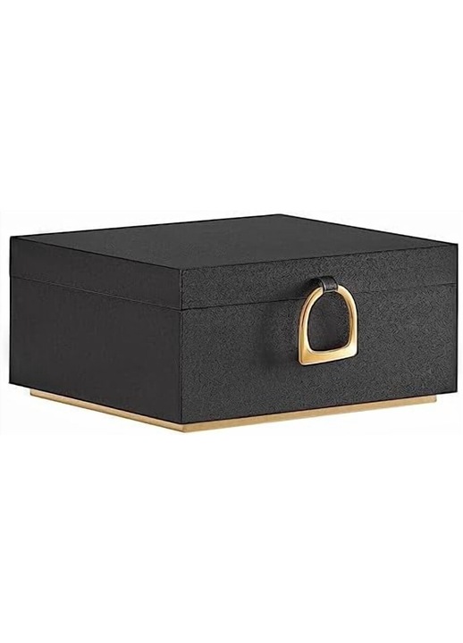 Ékszerdoboz 2 rétegű, fogantyúval és kivehető tálcával, fekete, 20.5x23.9x11cm