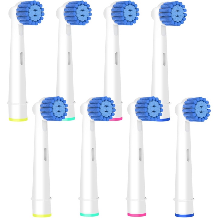 Pachet cu 8 capete de periuta de schimb pentru ingrijirea gingiilor sensibile, compatibile cu periutele de dinti electrice Oral-B Braun