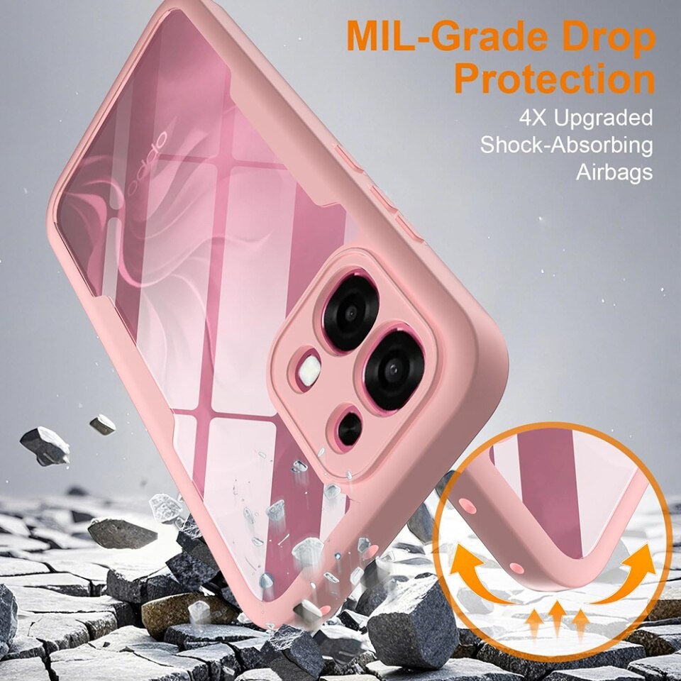 Husa + Folie pentru Oppo A6 Pro, Husa Fata spate, Antisoc, set cu sticker, [Pachet 360°] ColorVerse, Roz