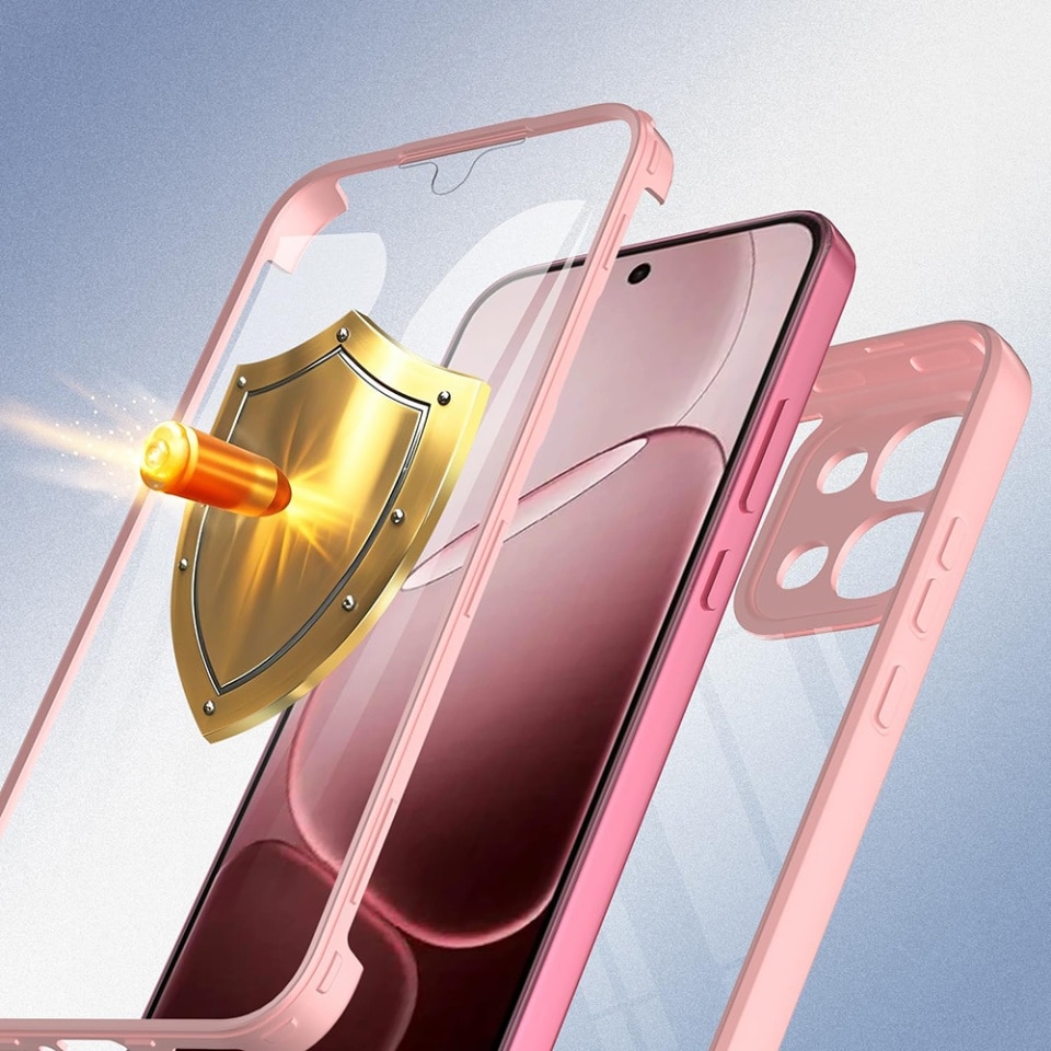 Husa + Folie pentru Oppo A6 Pro, Husa Fata spate, Antisoc, set cu sticker, [Pachet 360°] ColorVerse, Roz