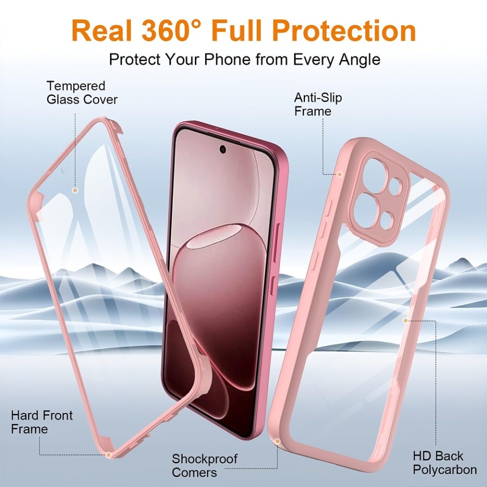 Husa + Folie pentru Oppo A6 Pro, Husa Fata spate, Antisoc, set cu sticker, [Pachet 360°] ColorVerse, Roz